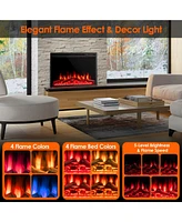 Skonyon 34 Inch Electric Fireplace Recessed with Adjustable Flames