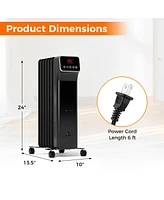 Skonyon 1500W Oil Filled Radiator Heater with Remote Control 3 Modes 24H Timer-Black
