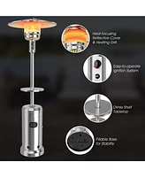 Sugift Outdoor Heater Propane Standing Lp Gas Steel with Table and Wheels