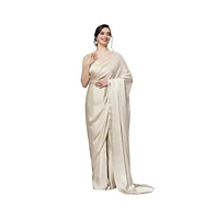 One Minute Saree Tia Cream Monochrome Satin Ready to Wear Sari