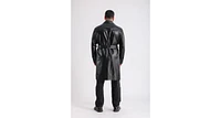 Furniq Uk Men's Leather Trench Coat