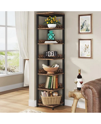 Tribesigns 76.77-Inch Tall Narrow Bookshelf Storage Rack,6-Tier Corner Shelf,Etagere Shelves Display Stand