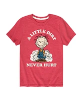 Hybrid Big Boys Peanuts A Little Dirt Never Hurt Graphic Tee