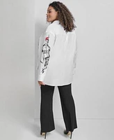 Karl Lagerfeld Paris Sketch Girl Cotton Top Bootcut Pants