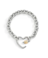 Coach Two-Tone Signature Carabiner Heart Statement Bracelet