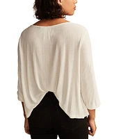 Lucky Brand Women's Smocked Lace-Yoke Top