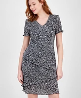 Connected Women's Printed Asymmetric Tiered Dress