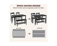 gaomon Dining Table Set for 4, Modern Kitchen Table with Bench and Chairs