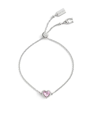 Coach Faux Stone Halo Heart Slider Bracelet