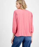 Style & Co Women's Pintuck Button-Front Shine Top, Exclusively at Macy's