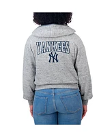 Wear by Erin Andrews Women's Heather Gray New York Yankees Speckled Fleece Cropped Full-Zip Hoodie