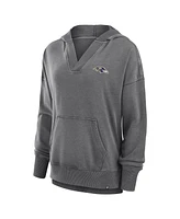 Fanatics Women's Heather Charcoal Baltimore Ravens Initiative Snow Wash French Terry V-Neck Pullover Hoodie