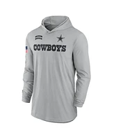 Nike Men's Gray Dallas Cowboys 2024 Salute to Service Lightweight Performance Long Sleeve Hooded T-Shirt