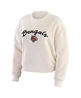 Wear by Erin Andrews Women's Oatmeal Cincinnati Bengals Plus Size Rib-Knit Long Sleeve T-Shirt Pants Lounge Set