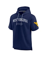 Fanatics Men's Navy West Virginia Mountaineers Ready Short Sleeve Pullover Hoodie