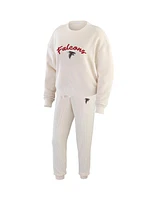 Wear by Erin Andrews Women's Oatmeal Atlanta Falcons Rib-Knit Long Sleeve T-Shirt Pants Lounge Set