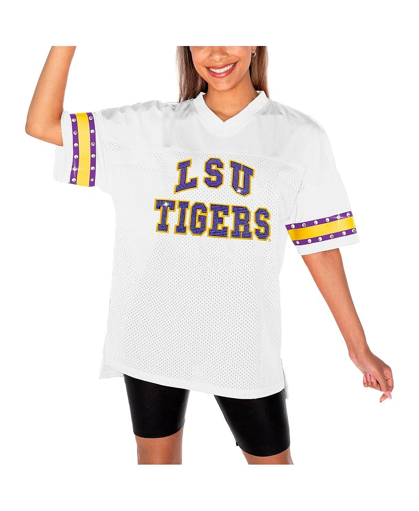 Gameday Couture Women's White Lsu Tigers Until Kickoff Rhinestone Fashion T-Shirt