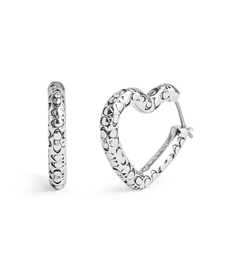 Coach Faux Stone Signature Quilted Heart Hoop Earrings