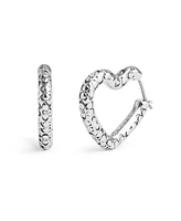 Coach Faux Stone Signature Quilted Heart Hoop Earrings