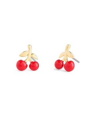 Coach Red Enamel Vintage Charms Cherry Stud Earrings