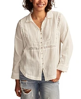 Lucky Brand Women's Lace-Trim Gauze Shirt