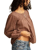 Lucky Brand Women's Easy Smocked-Yoke Top