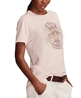 Lucky Brand Women's Studded Hamsa Hand Boyfriend T-Shirt