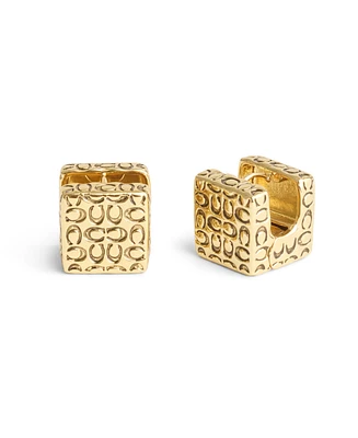 Coach Signature Quilted Cube Huggie Earrings