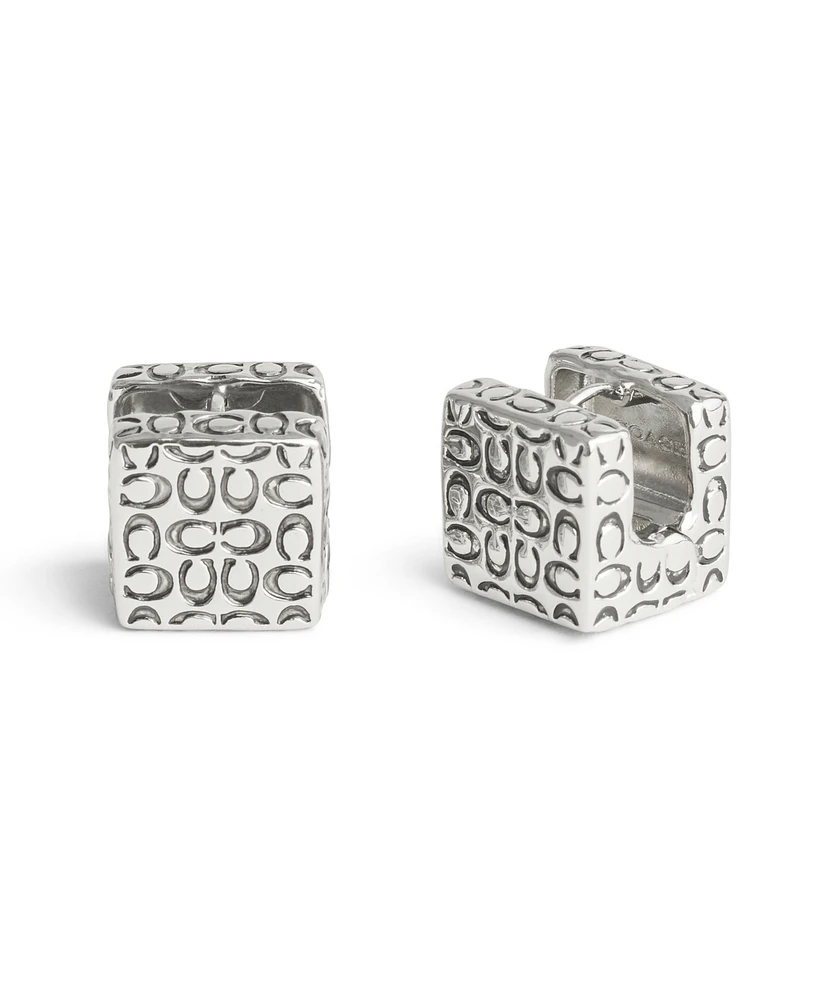 Coach Signature Quilted Cube Huggie Earrings