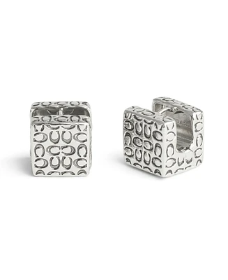 Coach Signature Quilted Cube Huggie Earrings