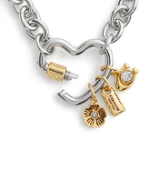 Coach Faux Stone Signature Charm Carabiner Heart Necklace