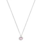 Coach Faux Stone Halo Heart Pendant Necklace