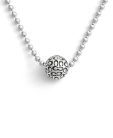 Coach Rhodium Signature Quilted Orb Pendant Necklace