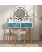 gaomon Vanity Desk with Stool, Makeup Vanity Desk with Touch Light Mirror