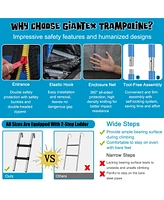 Gymax 15FT Outdoor Large Trampoline Safety Enclosure Net w/ Basketball Hoop Ladder