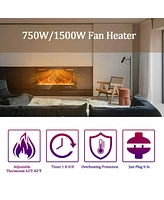 Sugift 40-Inch Electric Fireplace Recessed with Thermostat