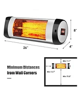 Sugift 1500W Wall-Mounted Electric Heater Patio Infrared Heater with Remote Control