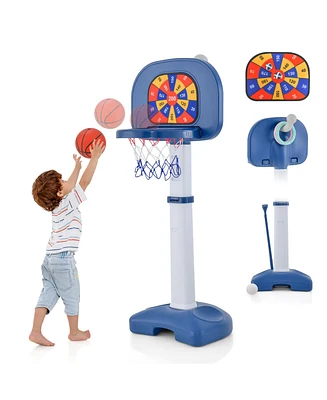 Gymax 4-In-1 Kids Adjustable Basketball Hoop Goal Toy W/Ring Toss Sticky Ball Golf Set