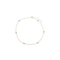 By Adina Eden Turquoise By The Yard Bezel Anklet 14K