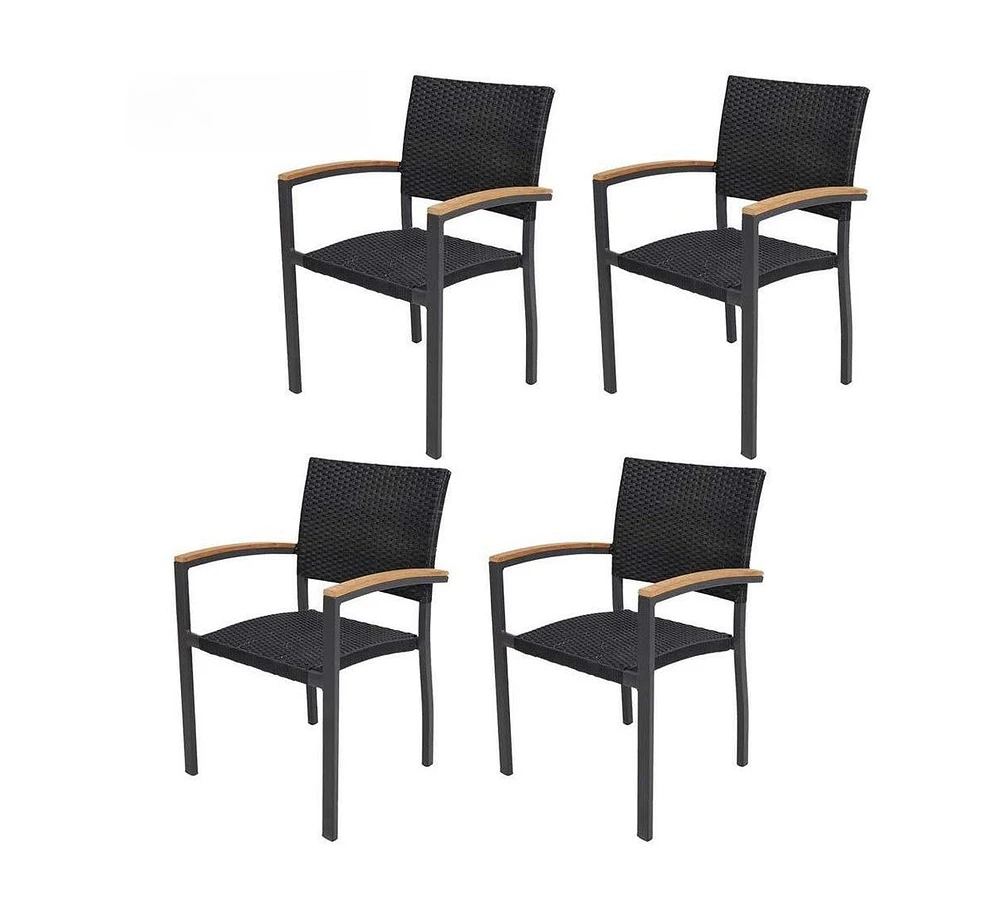 Slickblue 4-Pack Outdoor Patio Dining Chairs All-Weather Pe Wicker and Sturdy Aluminum Alloy Frame