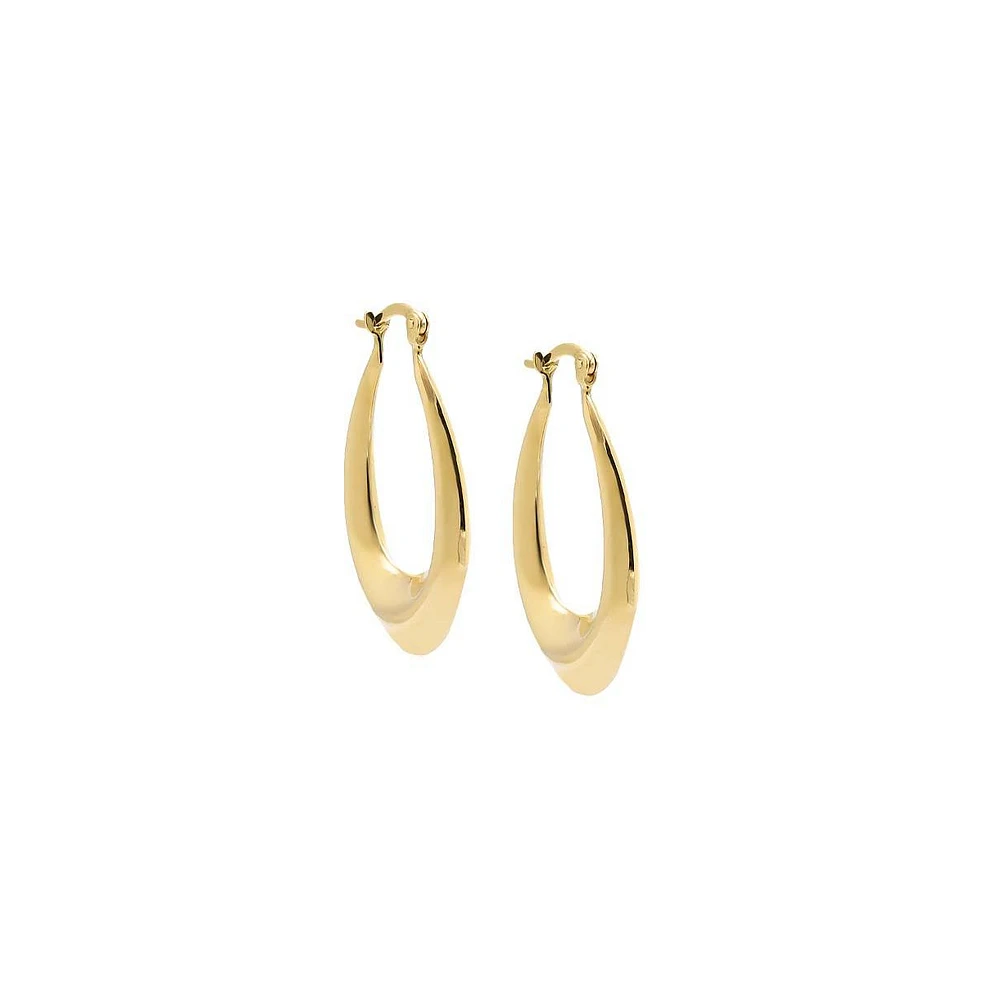 By Adina Eden Solid Oval Shape Elongated Hoop Earring 14K