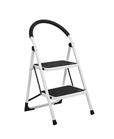 Slickblue Portable Anti-Slip 2-Step Ladder Lightweight Steel Stool for Easy Access