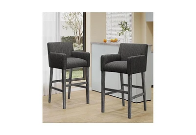 The Pop Home Set of 2 Upholstered 30.5-Inch Bar Height Stools with Backrests, Chairs for Kitchen-The