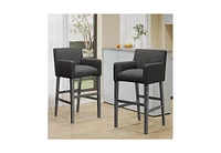 The Pop Home Set of 2 Upholstered 30.5-Inch Bar Height Stools with Backrests, Chairs for Kitchen-The