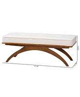 Baxton Studio Orella Japandi Cream Boucle Fabric and Walnut Brown Finished Wood Bench