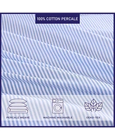 Poppy & Fritz Oxford Stripe Cotton Blue 3 Piece Duvet Cover Set-King