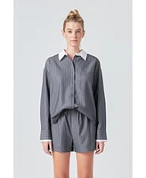 Grey Lab Women's Oversized Pinstripe Shirt