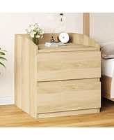 gaomon Nightstand with 2 Drawer Modern Side Table with Storage Wide End Table