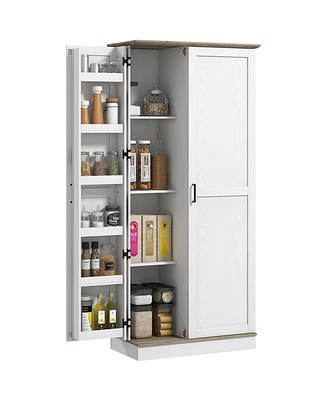 Homcom 70" Tall Kitchen Pantry Storage Cabinet with Spice Racks,