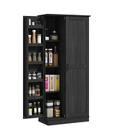 Homcom 70" Tall Kitchen Pantry Storage Cabinet with Spice Racks,